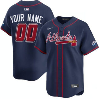 Men's Atlanta Braves Active Player Custom Navy 2025 Speedway Classic Alternate Limited Stitched Baseball Jersey