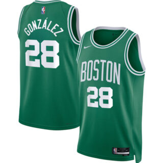 Men's Boston Celtics #28 Hugo Gonzalez Kelly Green 2024 Draft Icon Edition Stitched Basketball Jersey