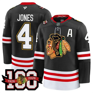 Men's Chicago Blackhawks 100th Anniversary Premium Jersey All Stitched #4 Seth Jones