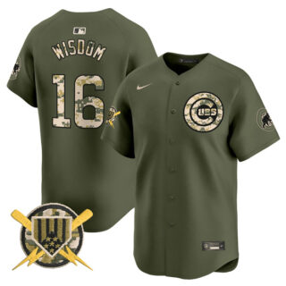 Men's Chicago Cubs #16 Patrick Wisdom Green Armed Forces Day Vapor Limited Stitched Baseball Jersey