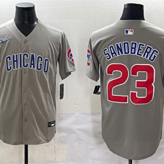 Men's Chicago Cubs #23 Ryne Sandberg Grey Limited Stitched Baseball Jersey