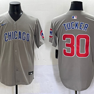 Men's Chicago Cubs #30 Kyle Tucker Grey Limited Stitched Baseball Jersey