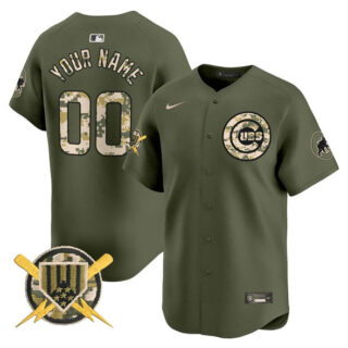 Men's Chicago Cubs Active Player Custom Green Armed Forces Day Vapor Limited Stitche Baseball Jersey