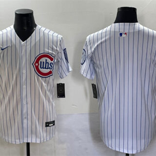 Men's Chicago Cubs Blank White Pinstripe 2nd Alternate Limited Stitched Baseball Jersey