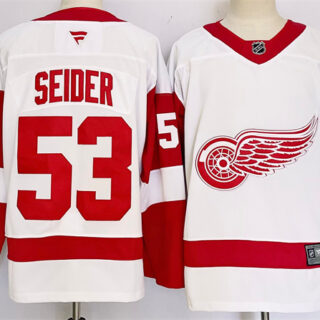 Men's Detroit Red Wings #53 Moritz Seider White 2024-25 Stitched Jersey