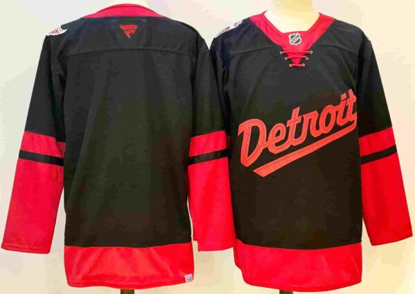 Men's Detroit Red Wings black Red 2024-25 With C Patch Stitched Jersey