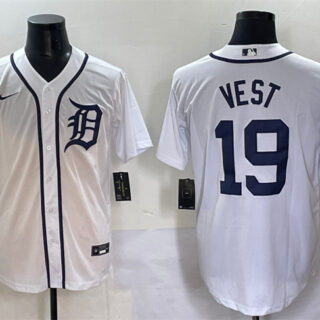 Men's Detroit Tigers #19 Will Vest White Cool Base Stitched Baseball Jersey