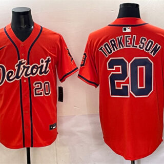 Men's Detroit Tigers #20 Spencer Torkelson Orange With Patch Vapor Premier Limited Stitched Baseball Jersey