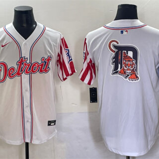 Men's Detroit Tigers Team Big Logo White 2025 Memorial Day Vapor Premier Limited Stitched Baseball Jersey