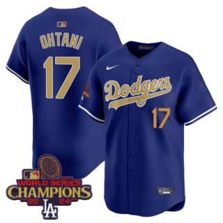 Men's Dodgers 2025 Gold Vapor Premier Limited Jersey All Stitched Royal Shohei Ohtani #17