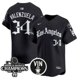 Men's Dodgers 2025 LA Gothic Style Vapor Premier Limited Jersey All Stitched Fernando Valenzuela