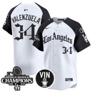 Men's Dodgers 2025 LA Gothic Style Vapor Premier Limited Jersey All Stitched Fernando Valenzuela #34