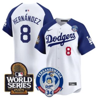 Men's Dodgers Fernando Valenzuela & 2024 World Series Patch Vapor Premier Limited Jersey V3 All Stitched Kike Hernandez