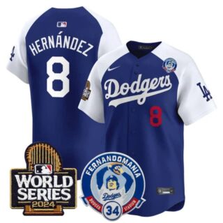 Men's Dodgers Fernando Valenzuela & 2024 World Series Patch Vapor Premier Limited Jersey V3 All Stitched Kike Hernandez
