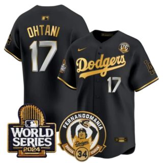Men's Dodgers Fernando Valenzuela & 2024 World Series Patch Vapor Premier Limited Jersey V3 All Stitched Shohei Ohtani #17