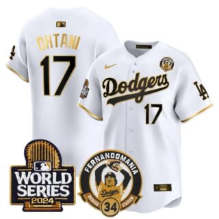 Men's Dodgers Fernando Valenzuela & 2024 World Series Patch Vapor Premier Limited Jersey V3 All Stitched Shohei Ohtani #17