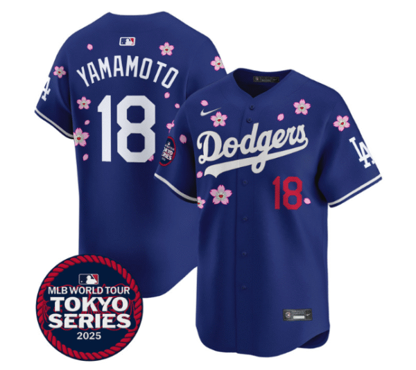 Men's Dodgers Tokyo Series 2025 Vapor Premier Limited Jersey Stitched Royal Yamamoto #18