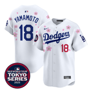 Men's Dodgers Tokyo Series 2025 Vapor Premier Limited Jersey Stitched WHITE Yamamoto #18
