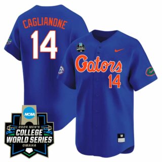 Men's Florida Gators #14 Caglianone 2324 Jersey 2024 College World Series Patch All Stitched Blue