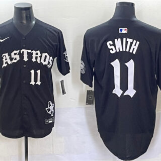 Men's Houston Astros #11 Cam Smith Black Gothic 'Houston Born Barrio Raised' Limited Stitched Baseball Jersey
