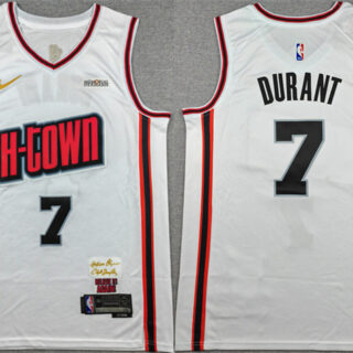 Men's Houston Rockets #7 Kevin Durant White 2024 25 City Edition Stitched Jersey