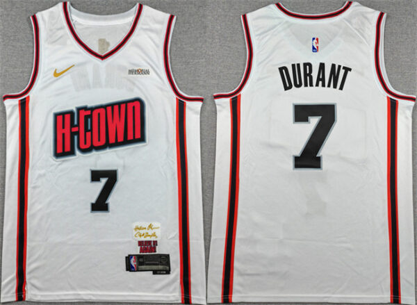 Men's Houston Rockets #7 Kevin Durant White 2024 25 City Edition Stitched Jersey