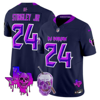 Men's Houston Texans #24 Derek Stingley Jr. Navy F.U.S.E. DJ Screw Vapor Limited Stitched Football Jersey