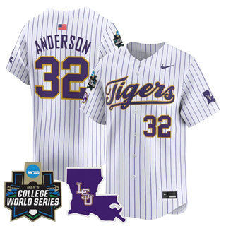Men's LSU Tigers #32 Kade Anderson 2025 World Series Vapor Premier Limited Jersey All Stitched
