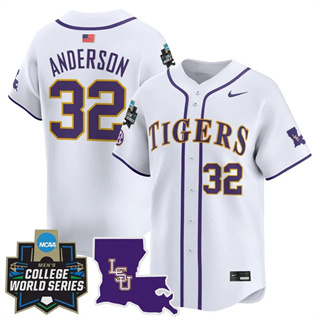 Men's LSU Tigers #32 Kade Anderson 2025 World Series Vapor Premier Limited Jersey All Stitched