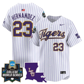 Men's LSU Tigers #23 Luis Hernandez 2025 World Series Vapor Premier Limited Jersey All Stitched
