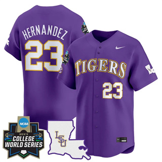 Men's LSU Tigers #23 Luis Hernandez 2025 World Series Vapor Premier Limited Jersey All Stitched