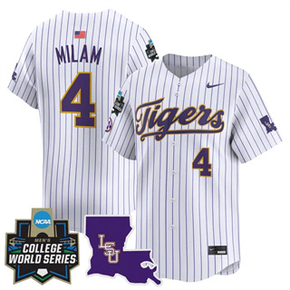 Men's LSU Tigers #4 Steven Milam 2025 World Series Vapor Premier Limited Jersey All Stitched