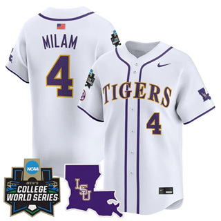 Men's LSU Tigers #4 Steven Milam 2025 World Series Vapor Premier Limited Jersey All Stitched