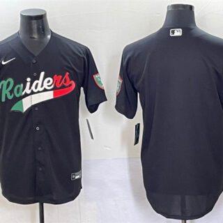 Men's Las Vegas Raiders Blank Black Mexico Cool Base Stitched Baseball Jersey