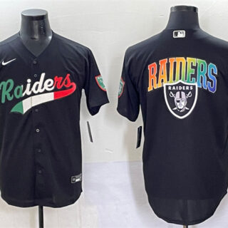 Men's Las Vegas Raiders Team Big Logo Black Mexico Cool Base Stitched Baseball Jersey