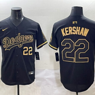 Men's Los Angeles Dodgers #22 Clayton Kershaw Black Gold Limited Stitched Jersey