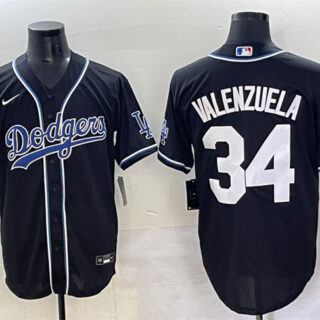Men's Los Angeles Dodgers #34 Fernando Valenzuela Black Fashion Stitched Baseball Jersey