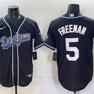 Men's Los Angeles Dodgers #5 Freddie Freeman Black Fashion Stitched Baseball Jersey