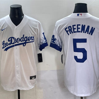 Men's Los Angeles Dodgers #5 Freddie Freeman White City Connect Cool Base Stitched Jersey