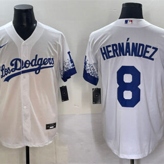 Men's Los Angeles Dodgers #8 Enrique Hernandez White City Connect Cool Base Stitched Jersey