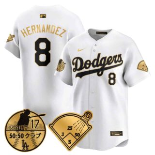 Men's Los Angeles Dodgers Vapor Limited Jersey Shohei Ohtani Patch All Stitched Kike Hernandez #8