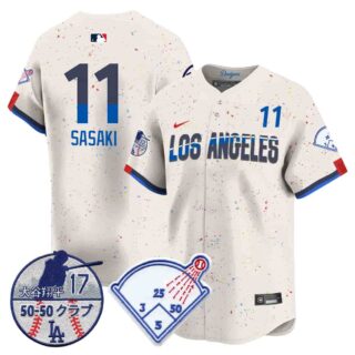 Men's Los Angeles Dodgers Vapor Limited Jersey Shohei Ohtani Patch All Stitched Roki Sasaki #11