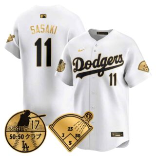 Men's Los Angeles Dodgers Vapor Limited Jersey Shohei Ohtani Patch All Stitched Roki Sasaki #11