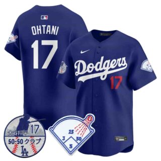 Men's Los Angeles Dodgers Vapor Limited Jersey Shohei Ohtani Patch All Stitched Shohei Ohtani #17