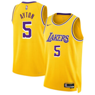Men's Los Angeles Lakers #5 Deandre Ayton Yellow Icon Edition Stitched Basketball Jersey