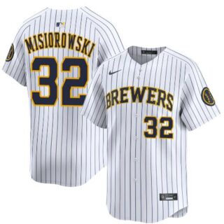 Men's Milwaukee Brewers #32 Jacob Misiorowski White Alternate Limited Stitched Baseball Jersey