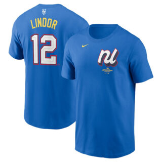 Men's National League #12 Francisco Lindor Royal 2025 All-Star Edition Name & Number T-Shirt