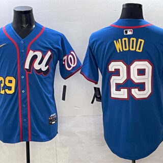 Men's National League #29 James Wood Blue 2025 All-Star Edition Limited Stitched Baseball Jersey