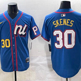 Men's National League #30 Paul Skenes Blue 2025 All-Star Edition Limited Stitched Baseball Jersey
