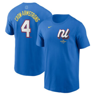 Men's National League #4 Pete Crow-Armstrong Royal 2025 All-Star Edition Name & Number T-Shirt